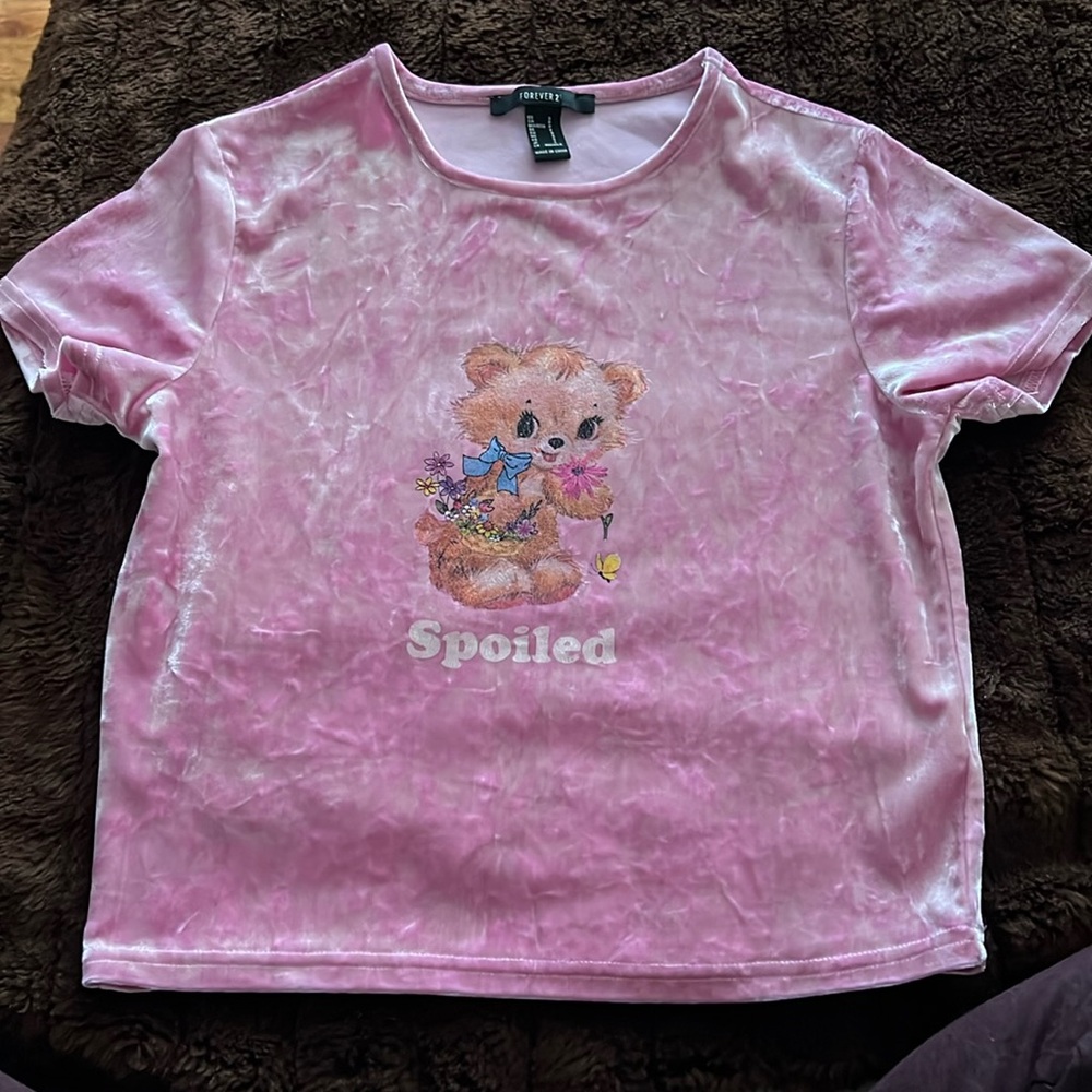 Velvet Pink Baby Tee Spoiled, y2k